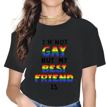 Aš nesu gėjus, bet mano geriausias draugas yra moterys Tshirts Pride LGBT gėjų meilė Estetiškas vintažinis moteriškas drabužis Didelis grafinis Trumpas rankovė
