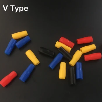 V1.25-1.5 V2.25-2.5 V3.5-4 Geltona Raudona Mėlyna Žalia Juoda Balta PVC Vinilas Izoliuotas Minkštos vielos kabelio gnybtas Įvorės įvorės galinis dangtelis