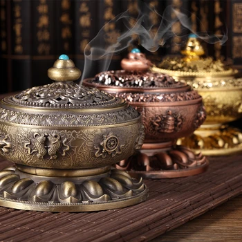 Smilkalų degiklio budizmas Budos kūgio lazdelės laikiklis Žalvarinis sandalmedžio dūmų smilkalas Metalo alyvos degiklis Amatų namų dekoravimas