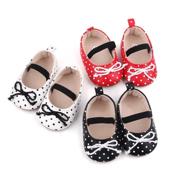 Vasara 0-12 mėnesių Dot Bow Baby Princess Shoes Toddler Soft Sole Baby Shoes 2594