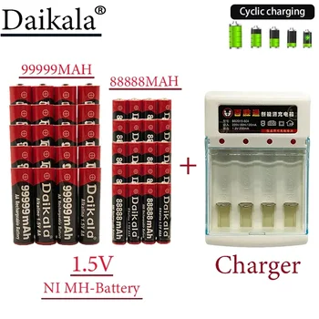 AA AAA baterija 2023NEW Didelės talpos 1,5 V AA99999MAH AAA88888MAH + įkroviklio įkraunama baterija, tinkama nuotoliniam valdymui