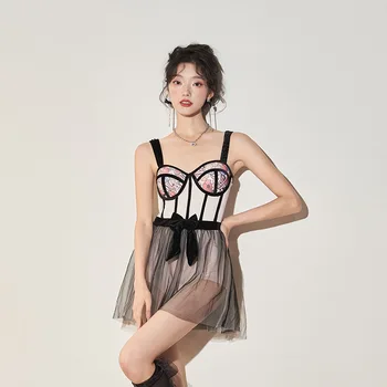 Moterų 2023 m. Naujosios Korėjos mados vientisi maudymosi kostiumėliai Princesės sijonas Mažas krūtinės plieninis laikiklis Surinkite karštųjų versmių kurorto maudymosi kostiumėlius
