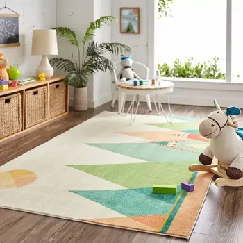 Kaimo pūkuotas kilimas svetainei Plaukuotas miegamojo kilimas vaikams Kambarys Pliušinis darželis Žaidimų kilimėlis vaikams Minkšti pėdų kilimėliai