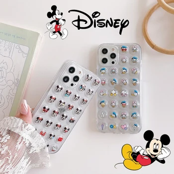 Disney Mickey Mouse Phone Case, skirtas IPhone 11 12 13 Pro X XR XS Max 7p 8p Trend Cute 3D burbulinės kameros apsauga Minkštas galinis dangtelis