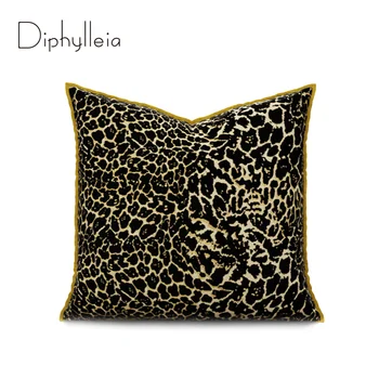 Diphylleia leopardo rašto pagalvėlės užvalkalas Šiuolaikiniai apmušalai Išskirtinis apdirbimas Sofos kėdės mėtymo pagalvės dėklas su auksiniais vamzdynais