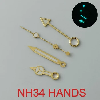 Mėlyna žalia Šviečianti NH34 GMT laikrodžių rankos NH34 automatinių judesio laikrodžių priedai Rankinių laikrodžių dalys