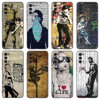 Street Art Banksy graffiti telefono dėklas, skirtas Samsung M30 M31 S M23 M32 5G M11 M12 M21 M22 M51 M52 Pastaba 10 Lite 20 Ultra J4 J6 + J8