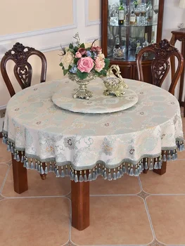 Apvalaus stalo kilimėlis, europietiško stiliaus aukščiausios klasės prabangi staltiesė