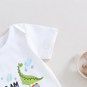 Kūdikio berniuko pirmojo gimtadienio apranga Dinozaurų atspaudas Romper sutraukiamų kelnių rinkinys Kūdikio pirmojo gimtadienio dovana