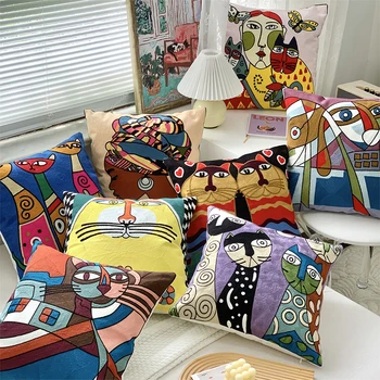 Picasso siuvinėtos sofos pagalvėlės užvalkalas Spalvingas abstraktus menas Dekoratyvinis mesti pagalvės užvalkalas Pagalvės užvalkalas namų automobilio dekorui