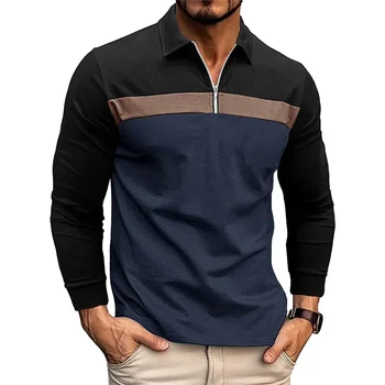 2023 Ruduo/Žiema Nauji polo Vyriški marškinėliai Polo apykaklės spalvoti polo marškinėliai Vyriški ilgomis rankovėmis viršus