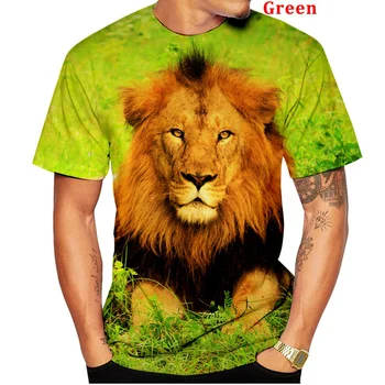 Naujos mados vyriški 3d spausdinti liūto marškinėliai gyvūnų atspaudas ugnies liūto marškinėliai šaunūs Vyrų asmenybės laisvalaikio unisex marškinėliai trumpas sl