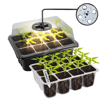 Augalų sėklų starto padėklai su augalų LED žibintais Medelyno vazonai Sodinukų dėklas Sodinamoji gėlių vazonai Žibintai Šiltnamio sodo įrankiai