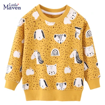 Little maven Girls marškinėliai ilgomis rankovėmis Animal Unicorn Toddler Girls Rudens marškiniai vaikams Drabužiai Medvilniniai vaikų drabužiai