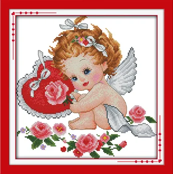 Angelo sparnų kryžminio dygsnio rinkinys meilės angelas kūdikis 18ct 14ct grafo audinio drobės siūlai siuvinėjimas 