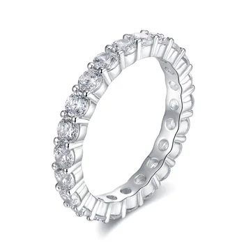 Pure Real 925 Sterling Silver Simple Eternity Ring for Women Girl's Valentine's Gift Moissanite Panašūs deimantų mados papuošalai