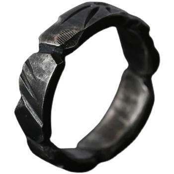 Retro vyriško žiedo seno paprasto griovelio žiedo roko hiphopo papuošalų aksesuarų dovana