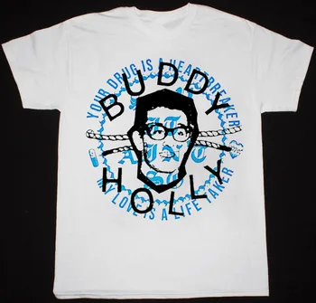 Retas! Buddy Holly Weezer balti marškinėliai trumpomis marškinėliais, visų dydžių nuo S iki 5XL ilgomis rankovėmis