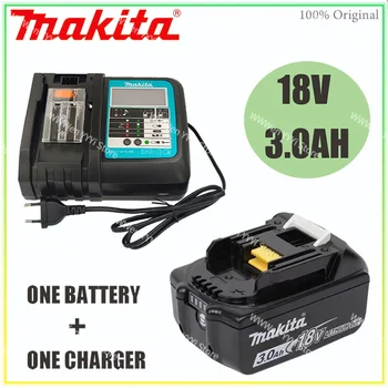 makita 18V baterija 3000mAh įkraunama elektrinių įrankių baterija su LED ličio jonų keitimu LXT BL1860B BL1860 BL1850+3A įkroviklis