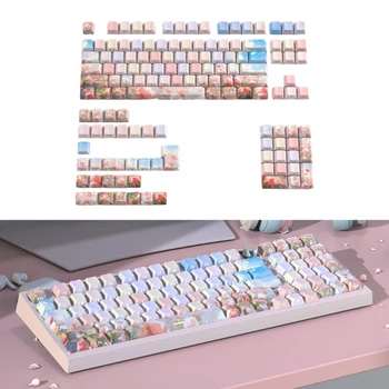Double Shot PBT Keycaps Shot Dye Subbed PBT Keycaps for 134 Keys for Mechanical Keyboards Thick PBT Colour Rose Pink Dropship