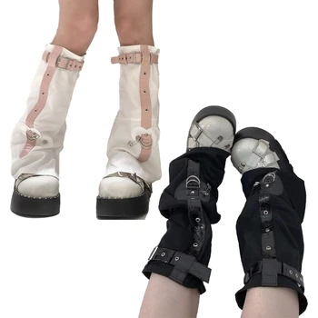 Y2k Tvarstis Ilgos kojinės Gotikiniai kojų šildytuvai Kojinės Punk Girls Japonų gatvės drabužiai Kojų dangtelis Kelio aukštos kojinės Dropship