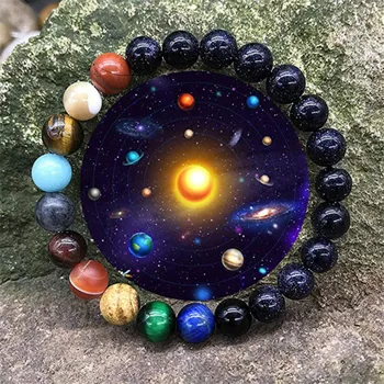 Dropshipping Eight Planets Bead Bracelet Women Natural Stone Universe Yoga Chakra Bracelet Solar For Men Galaxy Jewelry