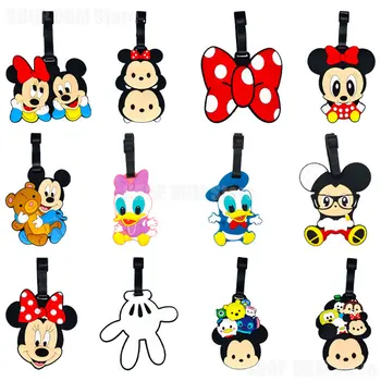 Disney Mickey Minnie Mouse bagažo žyma Anime animacinių filmų kelionių aksesuarai Lagamino laikiklio ID Addres Gel nešiojama etiketė Bagažo žyma