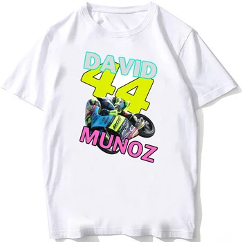 David Munoz 44 GP jojimo marškinėliai Vasaros vyrai trumpomis rankovėmis Hip Hop Sport Boy Casual Tries Cool Mans Motociklininkas Baltos viršūnės