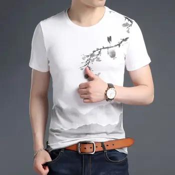 COODRONY Prekės ženklas Aukštos kokybės kinų stilius Meninė koncepcija Tapyba Marškinėliai Vyriški drabužiai Vasaros trumpomis rankovėmis O-Neck viršūnės W5527
