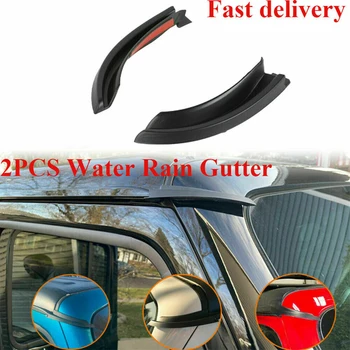 2PCS Car Water Rain Gutter Extension For Jeep Wrangler JL 18-2021 For Gladiator JT 2020+ ABS Black Car Rain Gutter Prevent Rain Prevent Rain