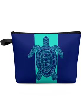 Summer Blue Rašted Sea Turtle Cosmetic Bag Clutch Bridesmaid Outdoor Travel Beauty Makeup Bag Party Lūpų dažų krepšys