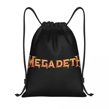 Heavy Metal Rock Roll Music Megadeths Print Drawstring Bags Women Men Foldable Gym Sports Sackpack Training Storage Kuprinės
